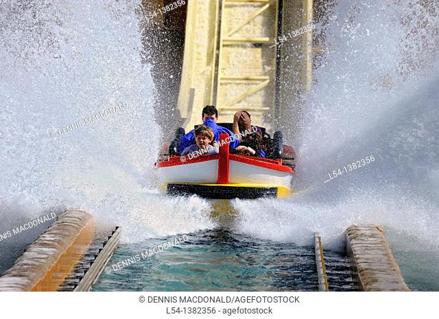 Sea World Adventure Theme Park. Orlando. Florida. Journey to Atlantis rollder coaster boat ride
