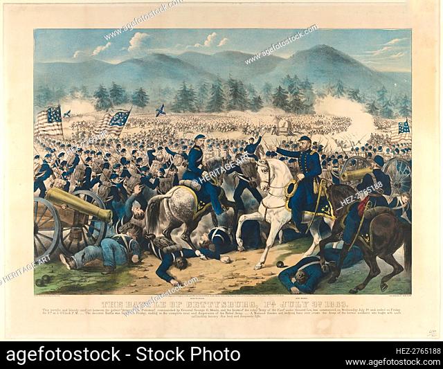 The Battle of Gettysburg, Pa., July 3rd, 1863, 1863. Creator: Currier and Ives