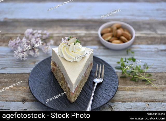 Vegan rhubarb and almond cream cake