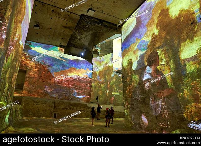 Carrières de Lumiéres, Digital art center projecting immersive exhibitions, Les Baux-de-Provence, Bouches-du-Rhone, Provence-Alpes-Côte d'Azur, France, Europe