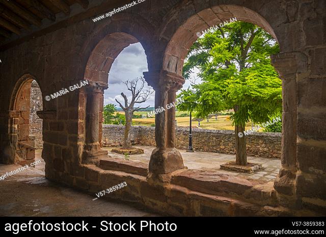 Romanesque atrium of the church. Montejo de Tiermes, Soria province, Castilla Leon, Spain