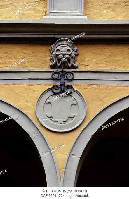 Decorative element of Rheydt castle, Monchengladbach, North Rhine-Westphalia, Germany. Detail