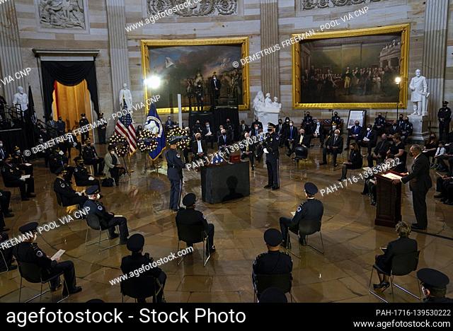 WASHINGTON, DC - FEBRUARY 3: .United States Senate Majority Leader Chuck Schumer (Democrat of New York), far right, speaks during the Congressional ceremony...