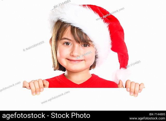 Child Girl Santa Claus Christmas Sign copy space Copyspace Freiraum, Germany, Europe