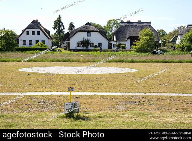 06 June 2020, Mecklenburg-Western Pomerania, Hiddensee: Helipad in Vitte. Rescue helicopters land here and transport, for example