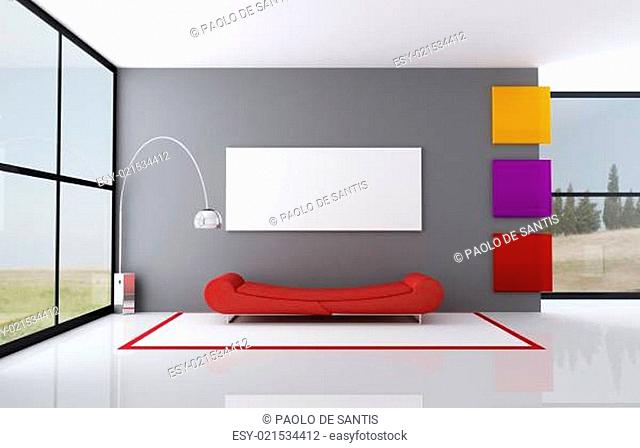 colored minimalist living room