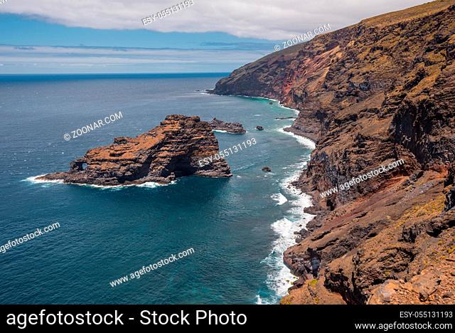 Bujaren coastline in volcanic landscape, La Palma, Canary islands, Spain