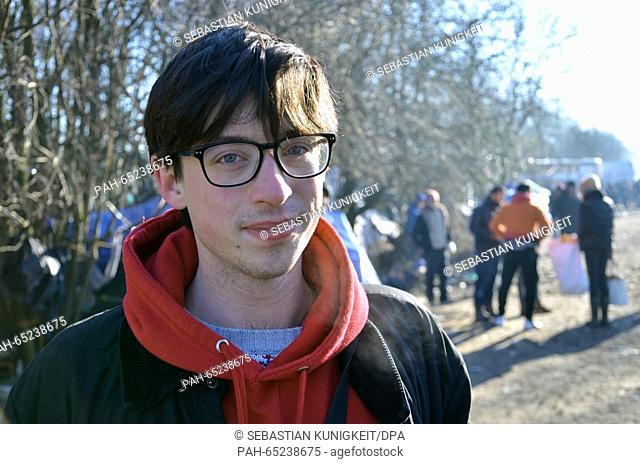 British volonteer Sam stands a waste land in Grande-Synthe, near the town of Calais, France, 19 January 2016. For months now thousands of people have been...