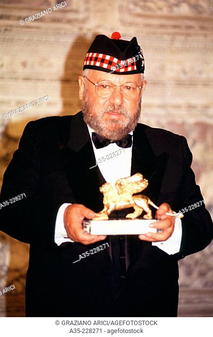 Paolo Villaggio after receiving the Career Golden Lion at the International Venice Film Festival