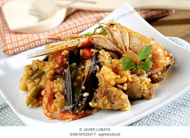 Mixed paella Spanishstyle rice with seafood
