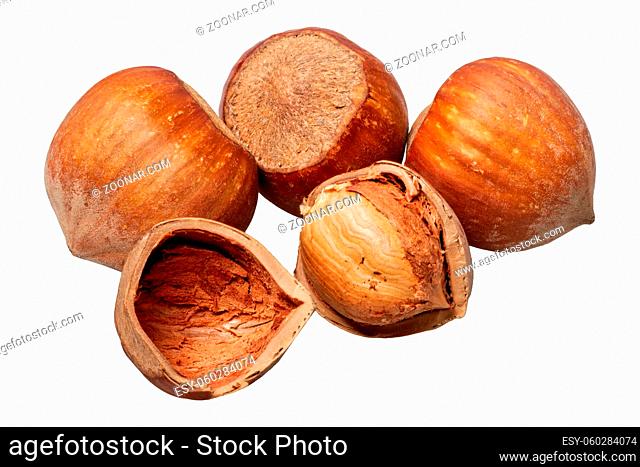 Group of nuts isolated on a white background