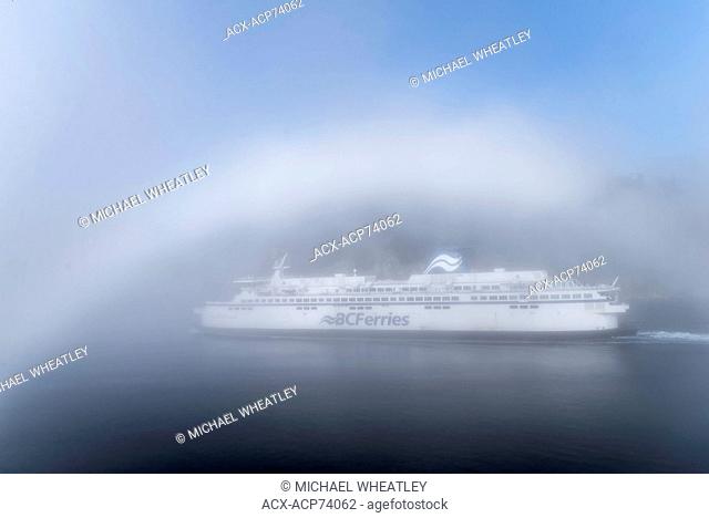 Fogbow and B.C. Ferry, Active Pass, British Columbia, Canada