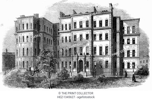 King's College Hospital, Portugal Street, Lincoln's Inn, London, c1860s. A print from the Illustrated London News
