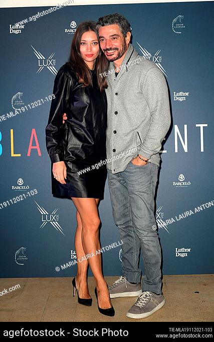 Margareth Made’ with husband Guseppe Zeno during the red carpet of fiction ' Blanca', Rome, ITALY-18-11-2021
