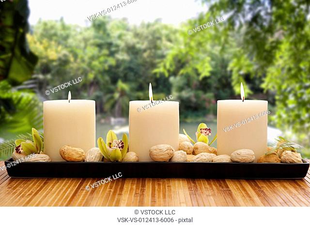 Candles in spa, Studio Shot