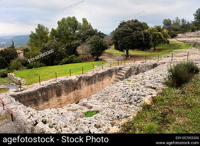 cister of roman ruins of Olerdola, Barcelona province, Catalonia, Spain