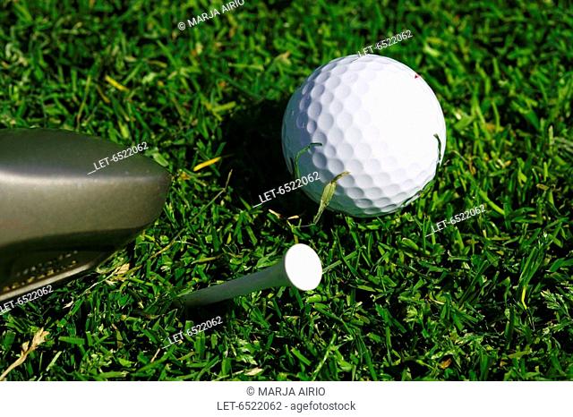 A golf ball, a tee and a golf club  Meri-Teijo, Finland