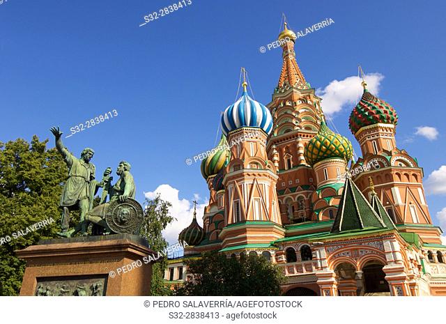 View of the Orthodox Cathedral of St. Basil in Red Square in Moscow, Russia