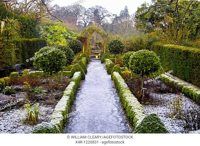The frozen gardens of Belvedere House, Mullingar, County Westmeath, Ireland in December