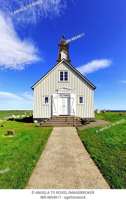 Strandarkirkja, white wooden church, Selvogur, Southern Iceland, Iceland