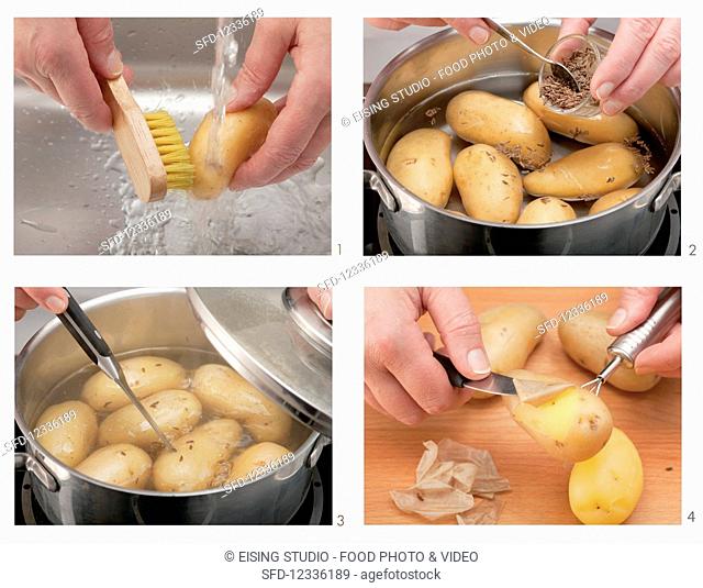 Boiling potatoes in their skins