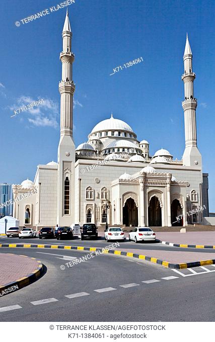 The Al Noor Mosque exterior in Sharjah, UAE
