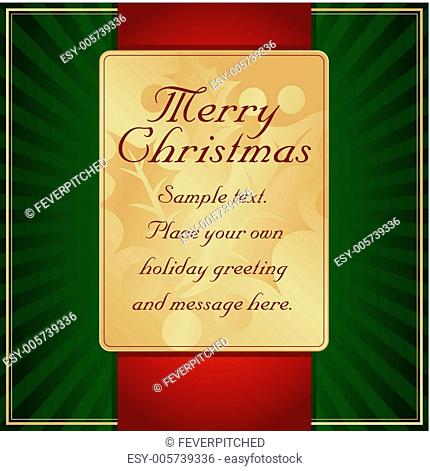 Exotic Green, Red and Gold Holly Adorned Gift Tag Vector