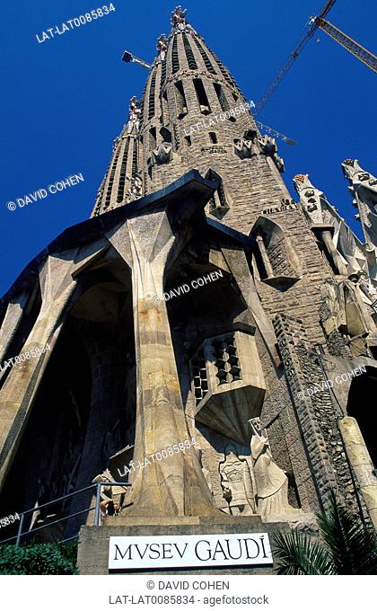 Sagrada Familia church and museum entrance. Architect Gaudi. ReligiousArts, crafts