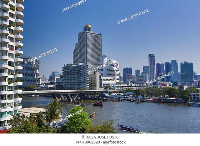 Bangkok, City, Saphan Taksin, Thailand, Asia, boat, river, skyline, state tower, touristic, travel
