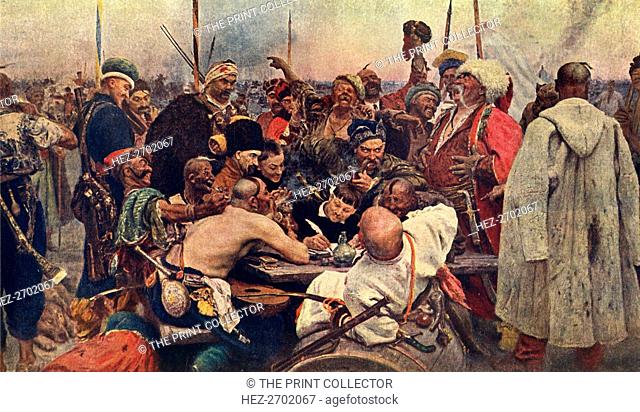 'The Cossacks' Reply to the Sultan (Zaporozhtsy)', c1890, (1939). Creator: Il'ya Repin