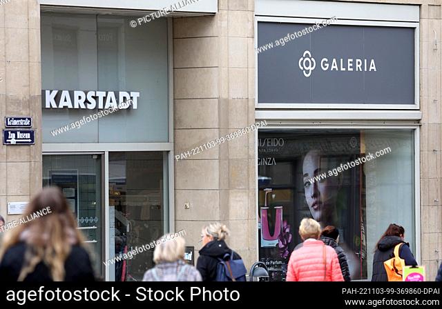 03 November 2022, Mecklenburg-Western Pomerania, Wismar: The Karstadt flagship store in the city center. Following the announcement by the Galeria Karstadt...