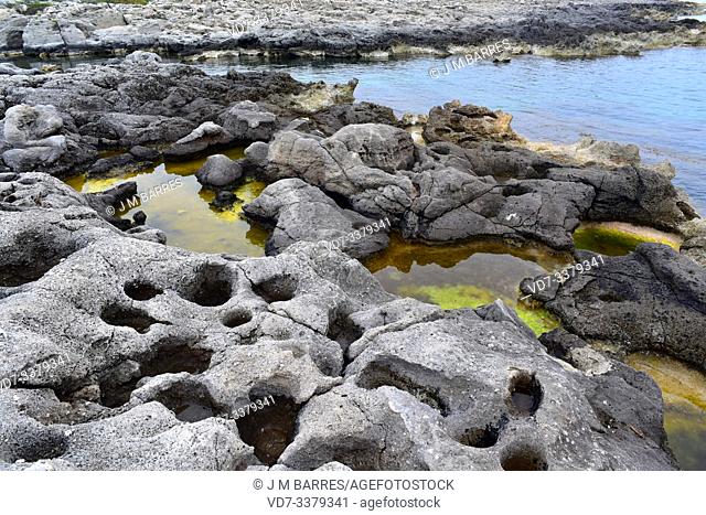 Karst (karren) in a southern coast of Menorca Island, Balearic Islands, Spain