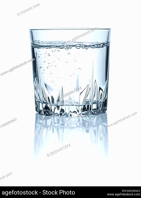 A glass of water on a white backgound