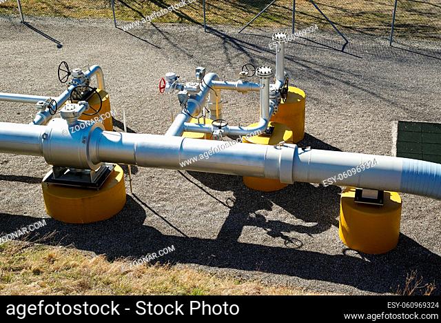 fenced gas pipeline substation used for regulating and delivery of liquid gas for heating