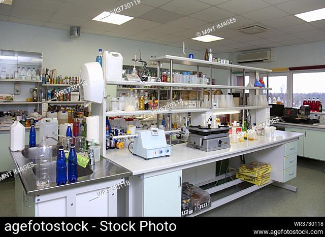 Laboratory, with scientific equipment to test and analyse products, drinks industry, Tasting and health and safety