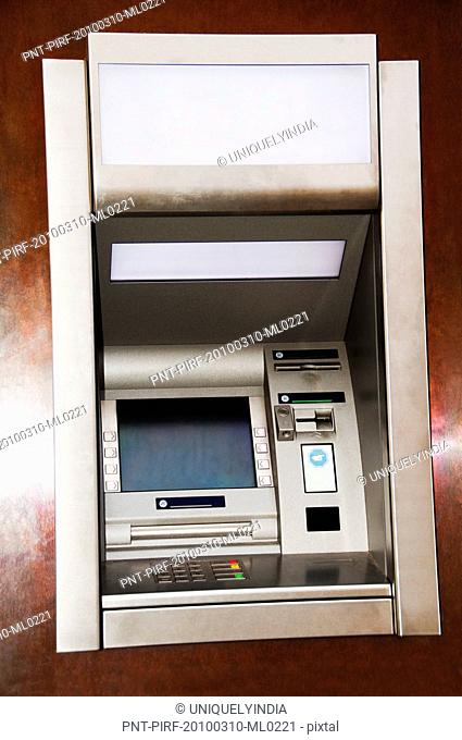 Close-up of an ATM machine, Cesky Krumlov, South Bohemian Region, Czech Republic