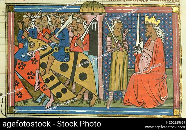 Army of Al-Adil I leaving Cairo (From Li rommans de Godefroy de Buillon et de Salehadin), 1337. Creator: Maître de Fauvel (active 1314-1340)