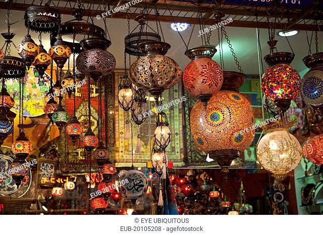 Eminonu Misir Carsisi Spice Market display or colourful lamps