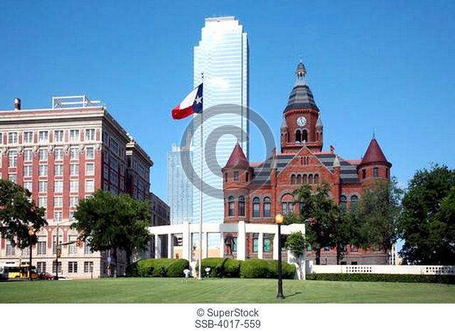 Dealey Plaza with Old Red Museum and BOA Tower in background, Dallas