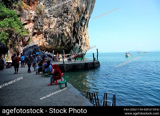 01 March 2020, Thailand, Khao Phing Kan: Only few tourists and boats are on Khao Phing Kan Island. Even before the corona-induced lockdown in Thailand