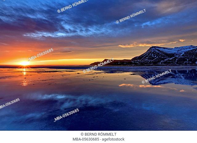 Iceland, Austurland, east fjords, eastern iceland, beach, coast close Breiddalsvik