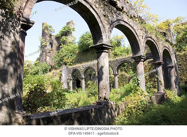 Ruins in Vasai or Bassein fort ; Dist Thane ; Maharashtra ; India