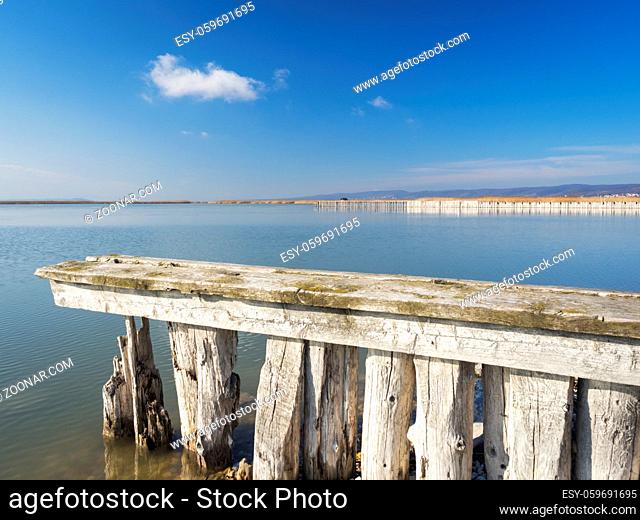 rotten jetty at lake neusiedl in Burgenland