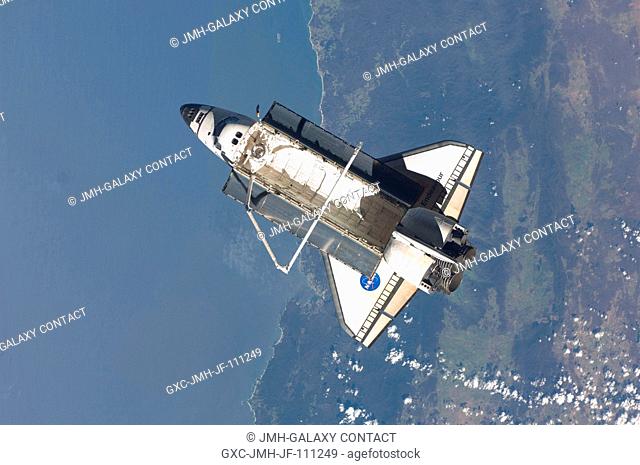 The space shuttle Endeavour is featured in this image photographed by an Expedition 22 crew member on the International Space Station soon after the shuttle and...