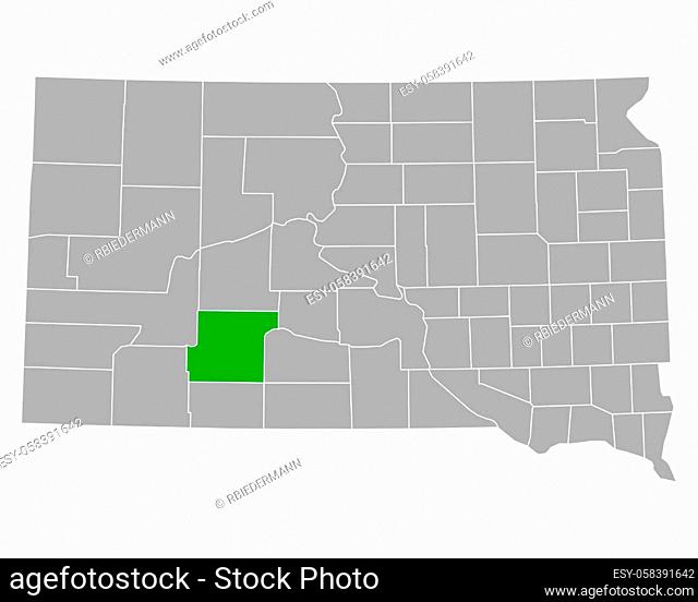 Map of Jackson in South Dakota