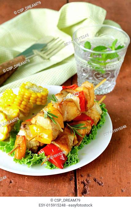 chicken kebabs with vegetables