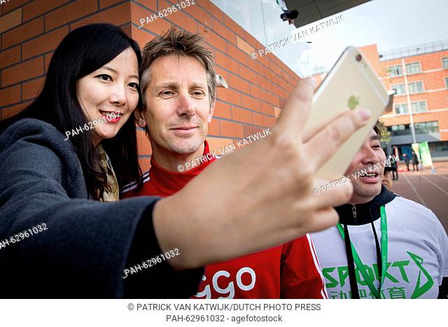 Edwin van der Sar visit the Shijia primary school for a football training in Beijing, China, 25 October 2015. During the visit former Dutch keeper Edwin van der...