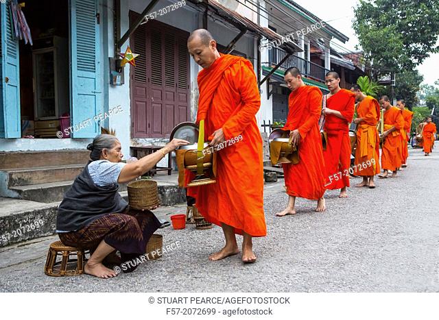 Alms giving ceremony in Luang Prabang, Laos