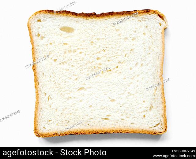 detailed slice of toast bread isolated on white