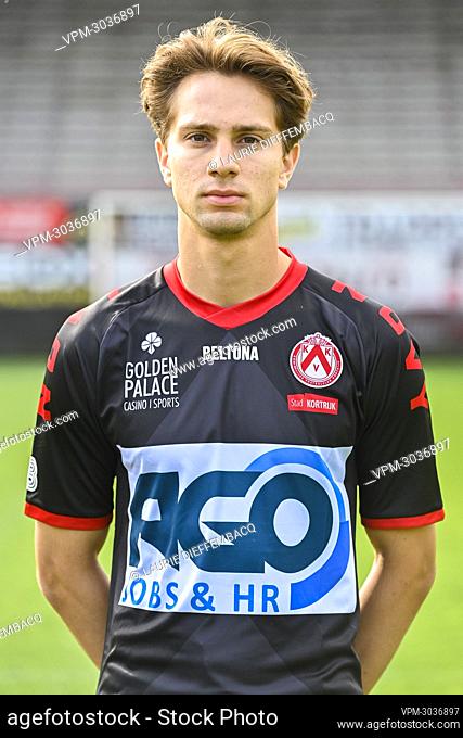 Kortrijk's goalkeeper Maxim Deman poses for a team picture, at the 2021-2022 photoshoot of Belgian Jupiler Pro League club KV Kortrijk
